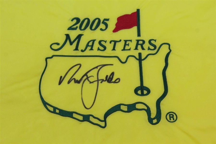 Nick Faldo Signed 2005 Masters Embroidered Flag JSA ALOA