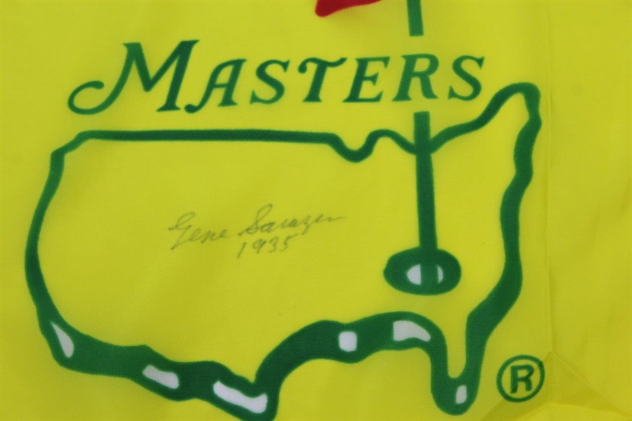 Gene Sarazen 1935 Signed 1995 Masters Yellow Screen Flag JSA ALOA