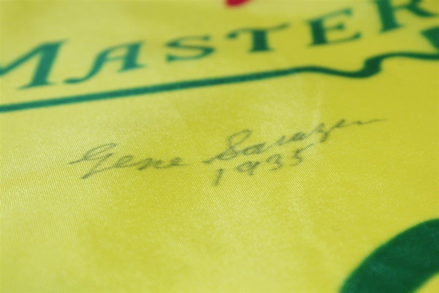 Gene Sarazen 1935 Signed 1995 Masters Yellow Screen Flag JSA ALOA