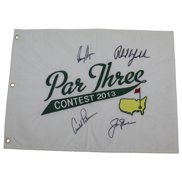 Arnold Palmer, Jack Nicklaus, Gary Player, & Phil Mickelson Signed 2013 Masters Par 3 Flag JSA ALOA