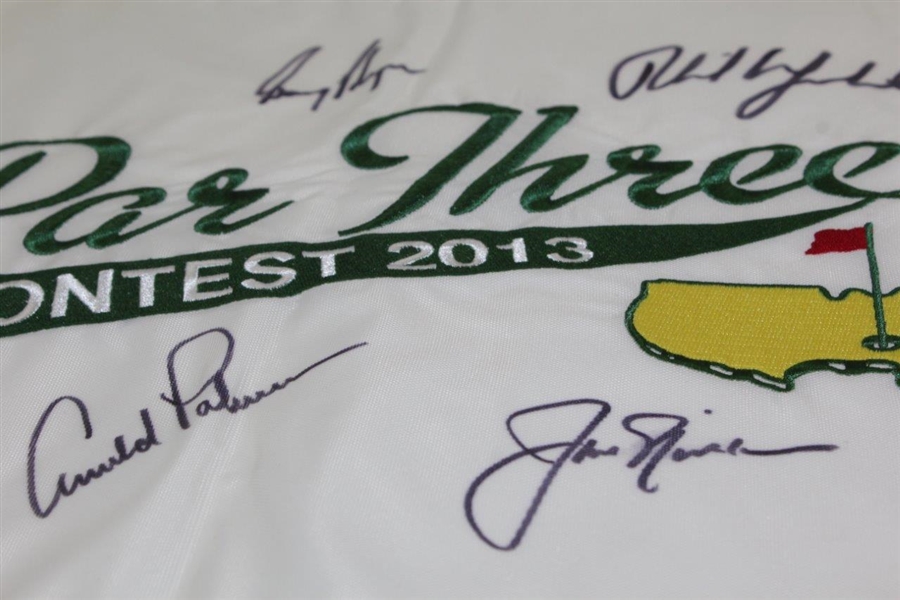 Arnold Palmer, Jack Nicklaus, Gary Player, & Phil Mickelson Signed 2013 Masters Par 3 Flag JSA ALOA