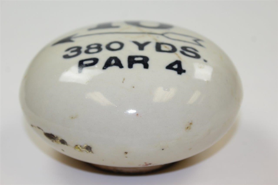 Vintage Porcelain Golf Tee Marker #16 - 380yds - Par 4