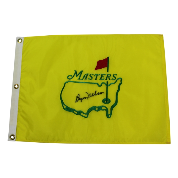 Byron Nelson Signed Undated Masters Par-Aide Embroidered Flag - Charles Coody Collection JSA ALOA