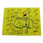 Undated Masters Champions Dinner Flag Signed by 31 with Nicklaus & Tiger Center - Charles Coody Collection JSA ALOA