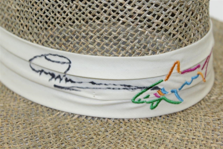 Greg Norman Signed Personal Worn Shark Logo Tan Straw Gambler Hat JSA ALOA