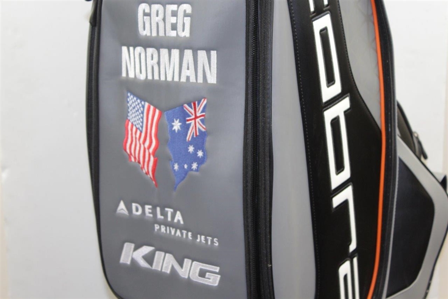 Greg Norman Signed Personal Cobra 'Greg Norman' King Grey & Black with Orange Line Full Size Golf Bag JSA ALOA