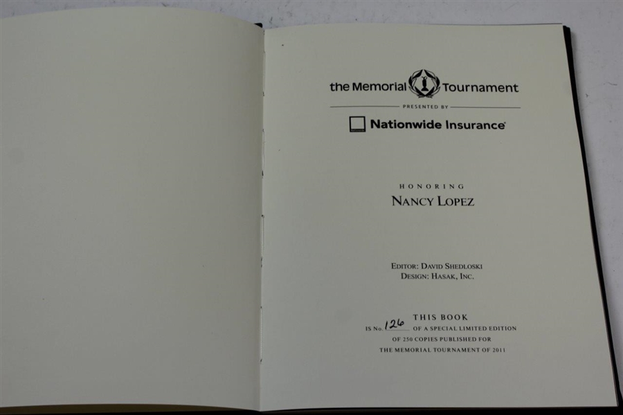 2011 The Memorial Tournament Ltd Ed Book Honoring & Dedicated to Nancy Lopez #126/250