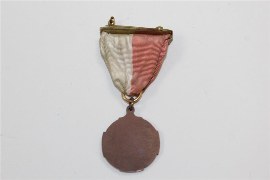 Uninscribed Bronze Medal with Red & White Ribbon & Bar Pin - Perimeter Panels Depict Serpents Locked in combat