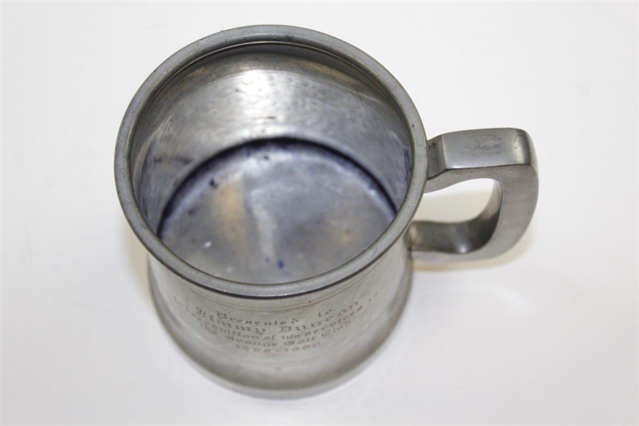 1928-1960 Grange Golf Club Recognition Pewter Tankard Gifted to Jimmy Duncan with Scorecard