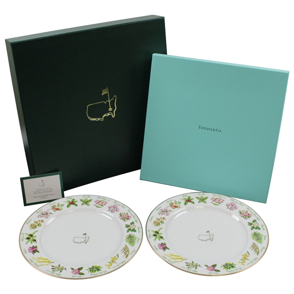 2017 Augusta National Golf Club Ltd Ed Employee Masters Gift Tiffany & Co Beautification Plates In Box with Card