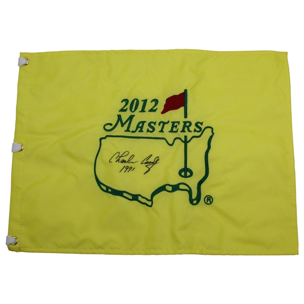 Charles Coody Signed 2012 Masters Embroidered Flag with Year Won Notation JSA ALOA