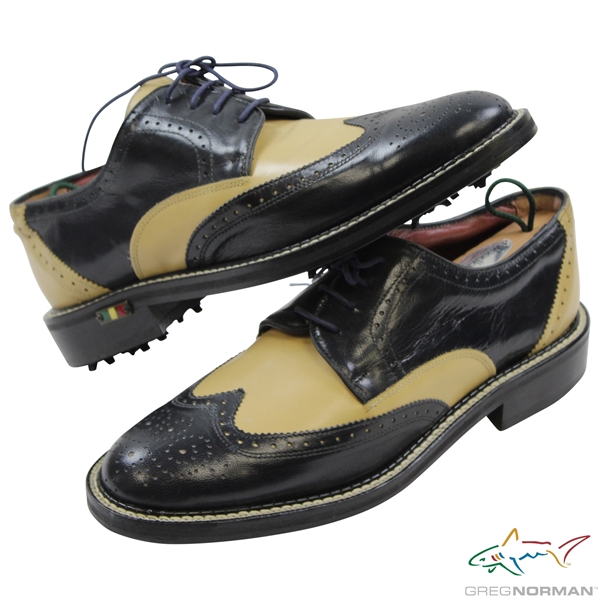 Greg Norman's Personal Used Tan & Black Wingtip RC Vero Cudio Golf Shoes - Made in Italy - Size 44