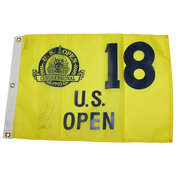 Ernie Els Signed 1997 US Open at Congressional Yellow Screen Flag JSA ALOA