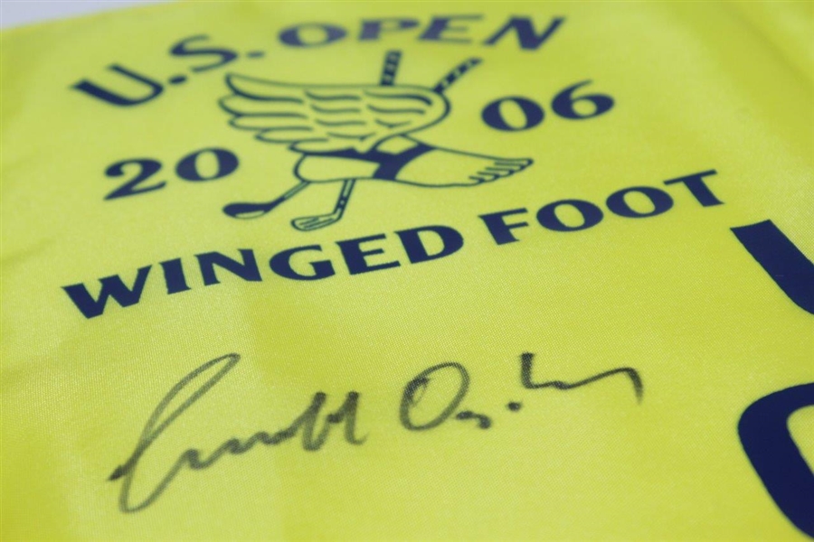 Geoff Ogilvy Signed 2006 US Open at Winged Foot Yellow Screen Flag JSA ALOA