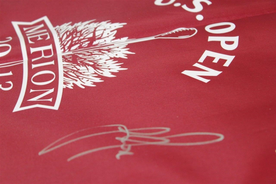 Justin Rose Signed 2013 US Open at Merion Red Screen Flag JSA ALOA