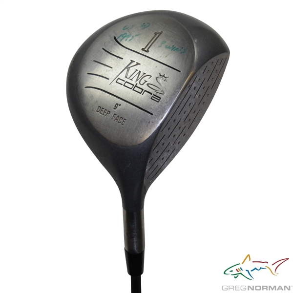 Greg Norman's Personal Used King Cobra 9 Degree Deep Face Driver - Used In Three 1995 Wins