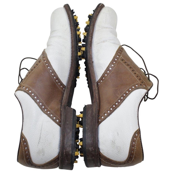 Greg Norman's Personal Used FootJoy Tan & White Golf Shoes