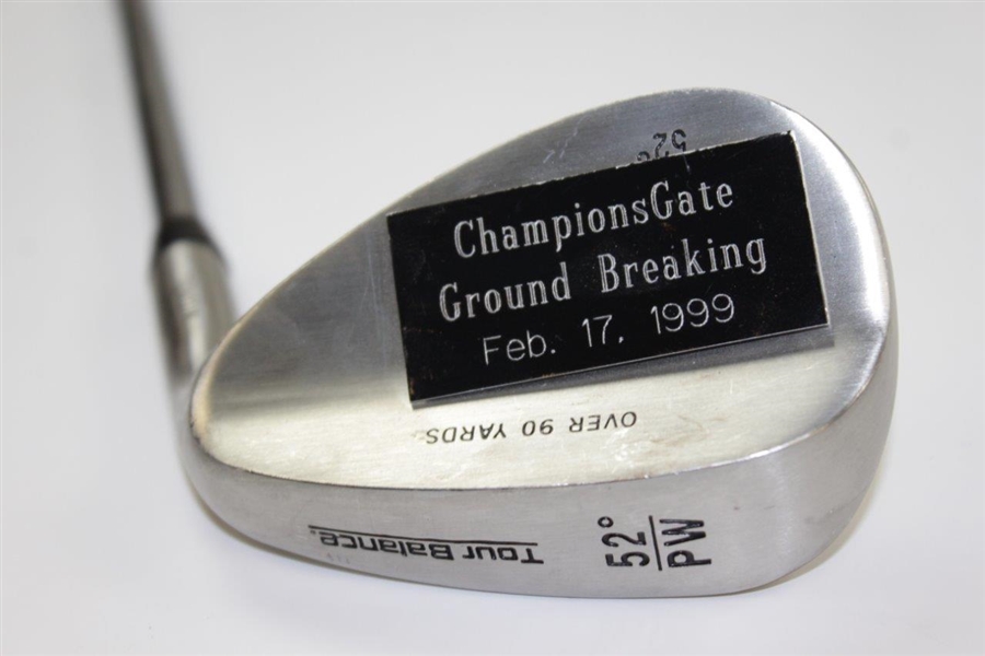 Greg Norman's Personal Used 1999 ChampionsGate Ground Breaking Tour Distance 52 Degree Soft Touch Nickel Pitching Wedge