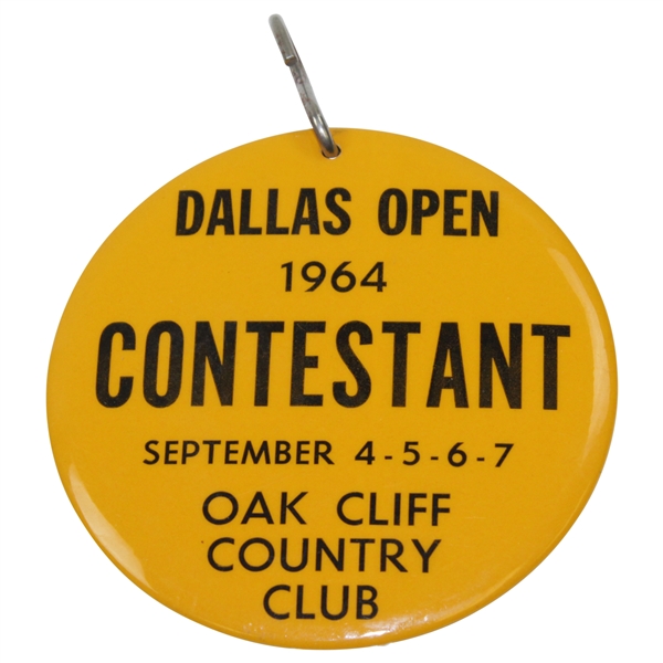 Charles Coody's 1964 Dallas Open at Oak Cliff CC Contestant Bag Tag - Site of First Win