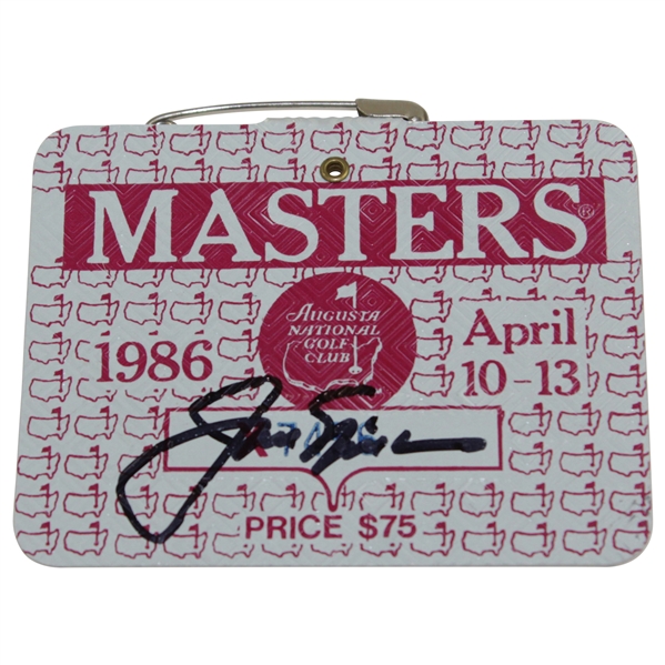 Jack Nicklaus Signed 1986 Masters SERIES Badge #X7456 JSA ALOA