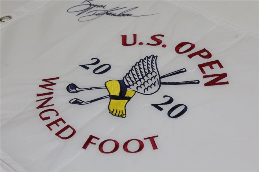 Bryson Dechambeau Signed 2020 US Open at Winged Foot Embroidered White Flag JSA ALOA