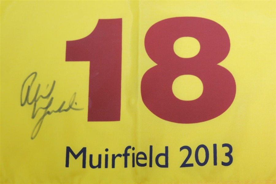 Phil Mickelson Signed 2013 OPEN Championship at Muirfield Yellow Screen Flag JSA ALOA