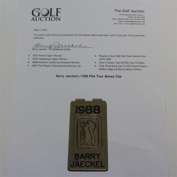Barry Jaeckel's 1988 PGA Tour Money Clip