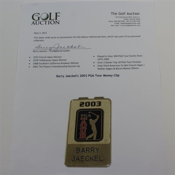 Barry Jaeckel's 2003 PGA Tour Money Clip