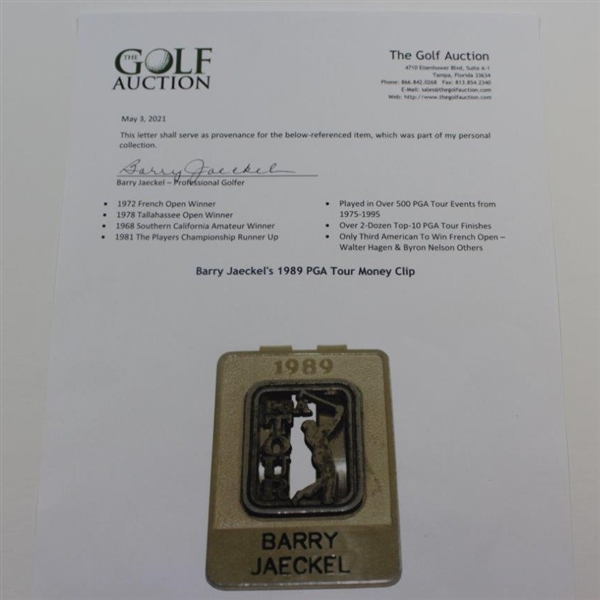 Barry Jaeckel's 1989 PGA Tour Money Clip