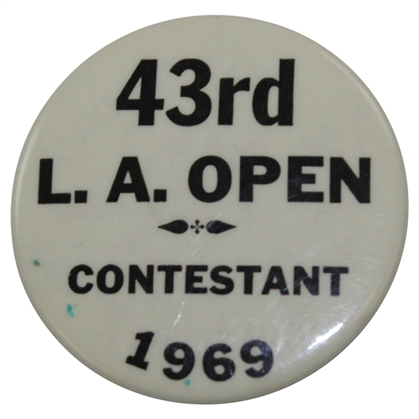 Barry Jaeckel's 1969 43rd L.A. Open Contestant Pin/Badge