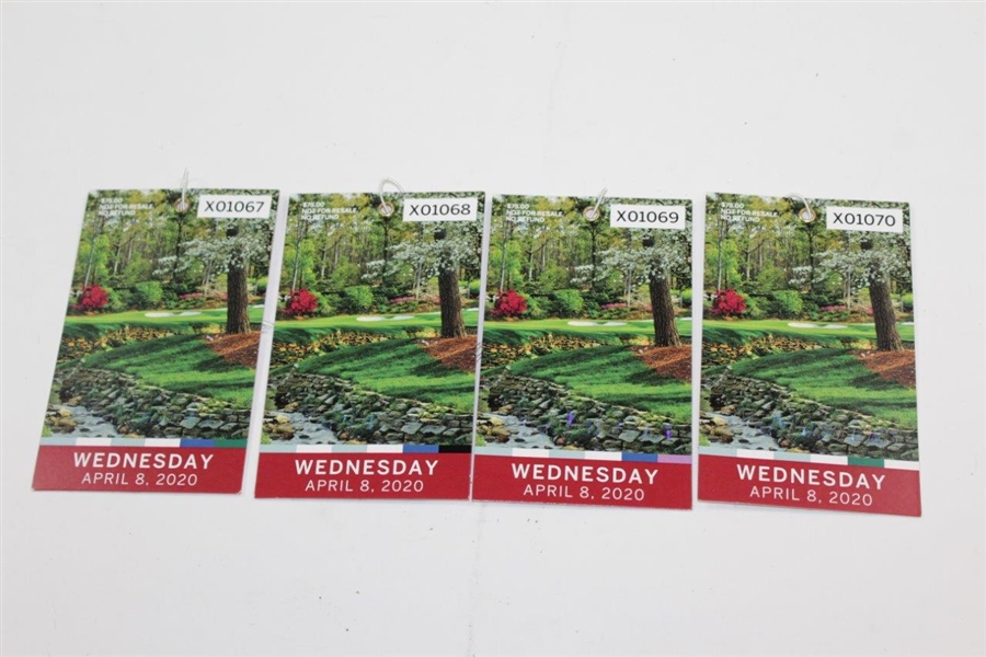 Four (4) 2020 Masters Tournament Wednesday Tickets with Original String
