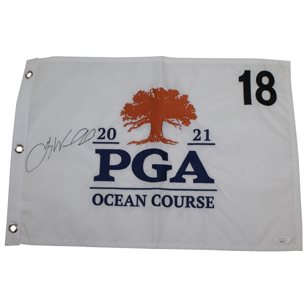Gary Woodland Signed 2021 PGA at Kiawah Island Ocean Course Embroidered Flag JSA #PP01862