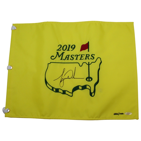 Tiger Woods Signed 2019 Masters Ltd Ed Embroidered Flag #686/1000 #BAM150150