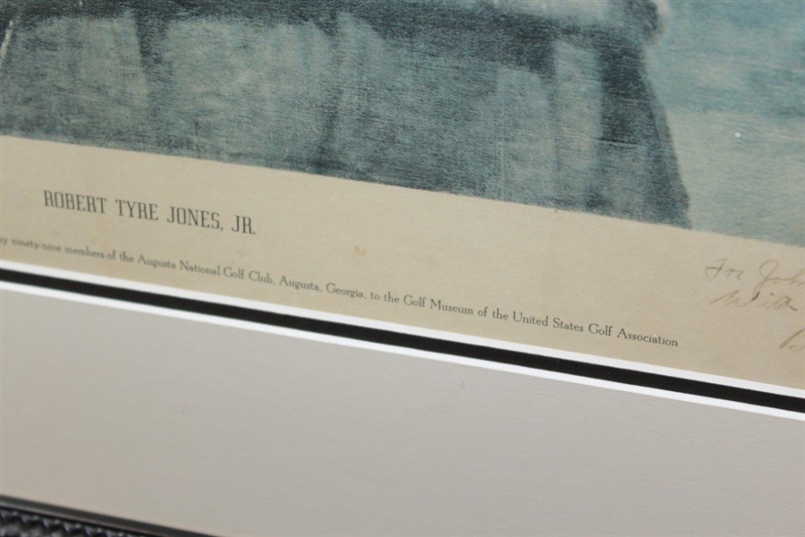 Robert 'Bobby' T. Jones, Jr. Signed 1954 Ltd Ed Thomas Stephens USGA Print #31 to John Coffin - Framed JSA ALOA