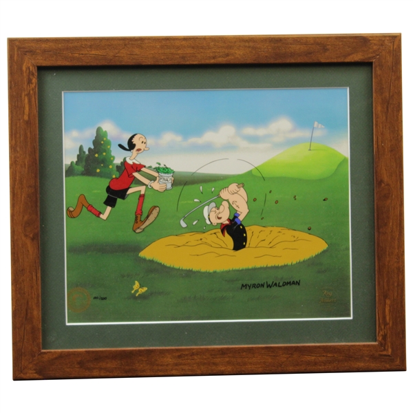 Popeye Golfing with Olive Oil Ltd Ed 194/200 Myron Waldman Framed Photo With Certificate Of Authenticity