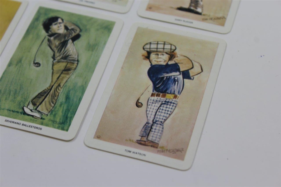 Set Of 6 Miniature Ltd Ed 'Flik Golf Cards' - Nicklaus, Seve, Faldo, Trevino, Player, & Watson