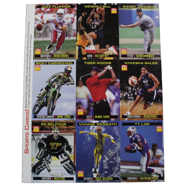 Tiger Woods 2001 Sports Illustrated for Kids Golf Card With Uncut Sheet