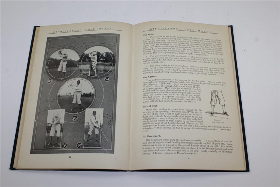 1927 'Diehl-Vardon Golf Manual' Hard Cover Book By R.W. Diehl & Tom Vardon with Bobby Jones Photos