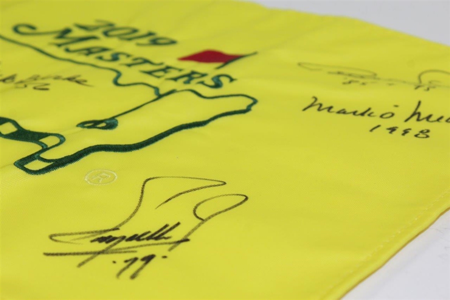 Ten (10) Masters Champions Signed 2019 Flag With Dates JSA ALOA