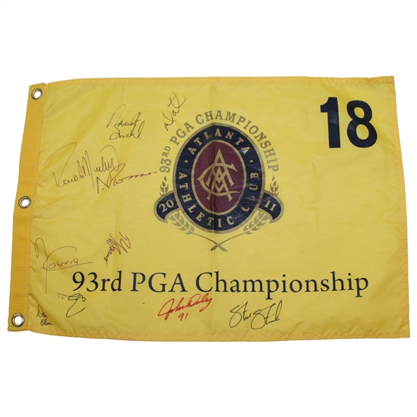Multi-signed 2011 PGA Championship at Atlanta Athletic Club Screen Flag JSA ALOA