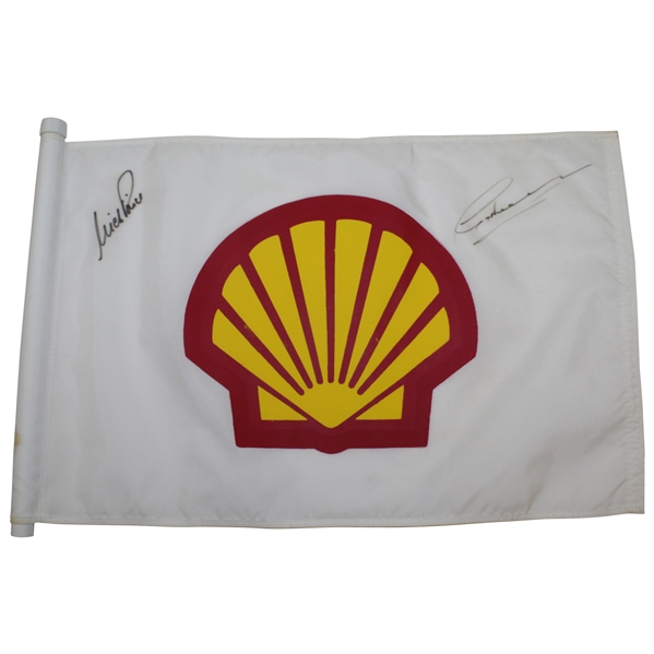 Greg Norman & Nick Price Signed Shell's Wonderful World of Golf Tournament Flown Flag - 1995 JSA ALOA
