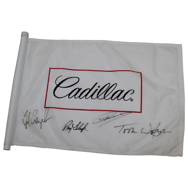 Champions Ray Floyd, Greg Norman, Tom Watson, & Fred Couples Signed Cadillac Tournament Flown Flag JSA ALOA
