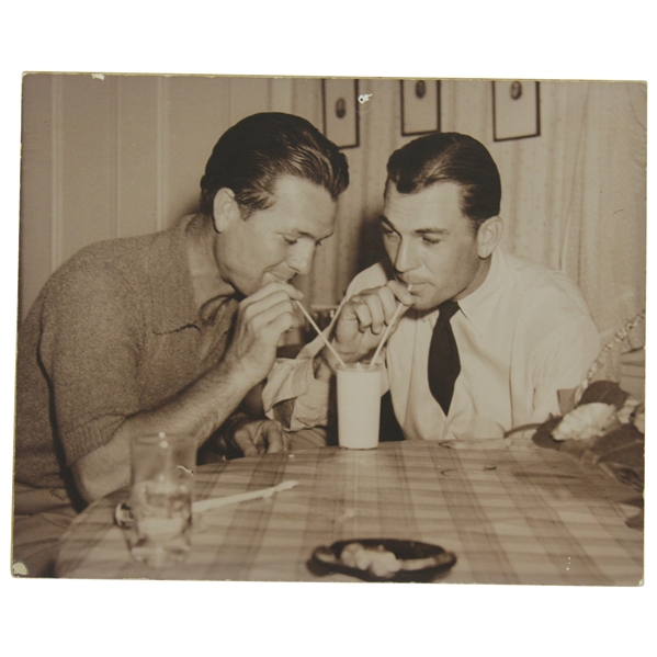 Ben Hogan & Jimmy Demaret Sharing Milkshake At 1940 Masters - Frank Christian Original Photo