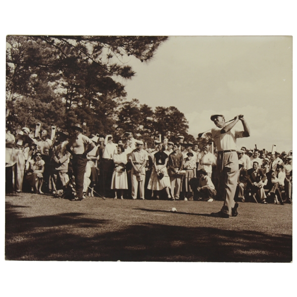 Ben Hogan Teeing Off With Sam Snead Looking On At Masters Tournament - Frank Christian Original Photo
