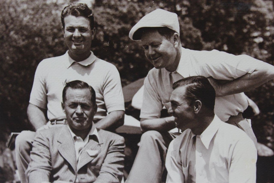 Bobby Jones, Ben Hogan, Jimmy Demaret, & Byron Nelson On Log At Augusta National Golf Club - Frank Christian Original Photo