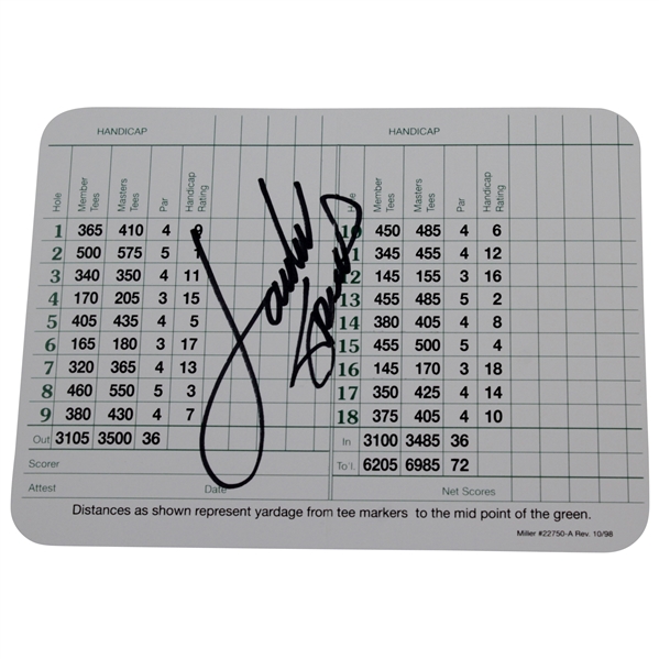 Jordan Spieth Signed Augusta National Golf Club Card JSA ALOA