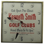 Vintage Kenneth Smith Custom Golf Clubs Maker Pro Shop Hand Made Clock - Works