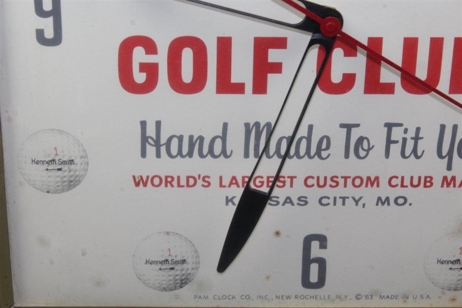 Vintage Kenneth Smith Custom Golf Clubs Maker Pro Shop Hand Made Clock - Works