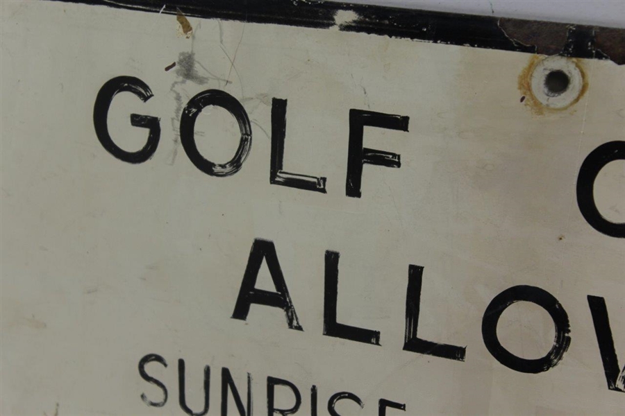 Classic Golf Carts Allowed 'Sunrise to Sunset' Cart Speed 15 MPH Porcelain Sign