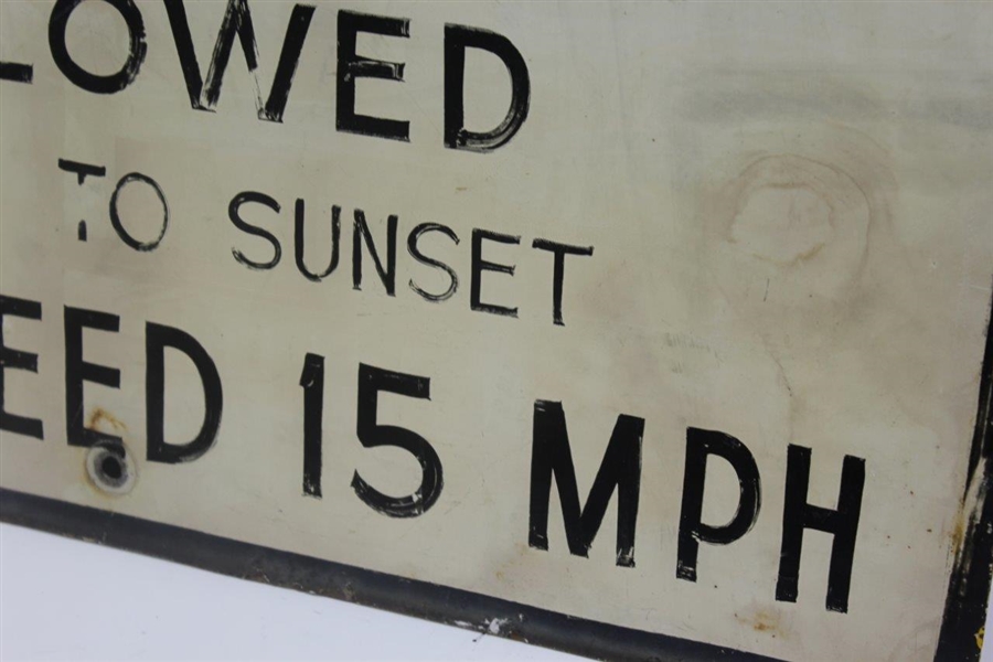Classic Golf Carts Allowed 'Sunrise to Sunset' Cart Speed 15 MPH Porcelain Sign